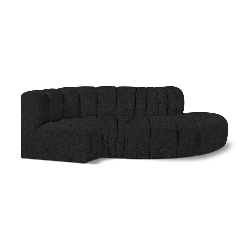 Meridian Arc Black Boucle Fabric 4 pc Modular Sectional IMAGE 1