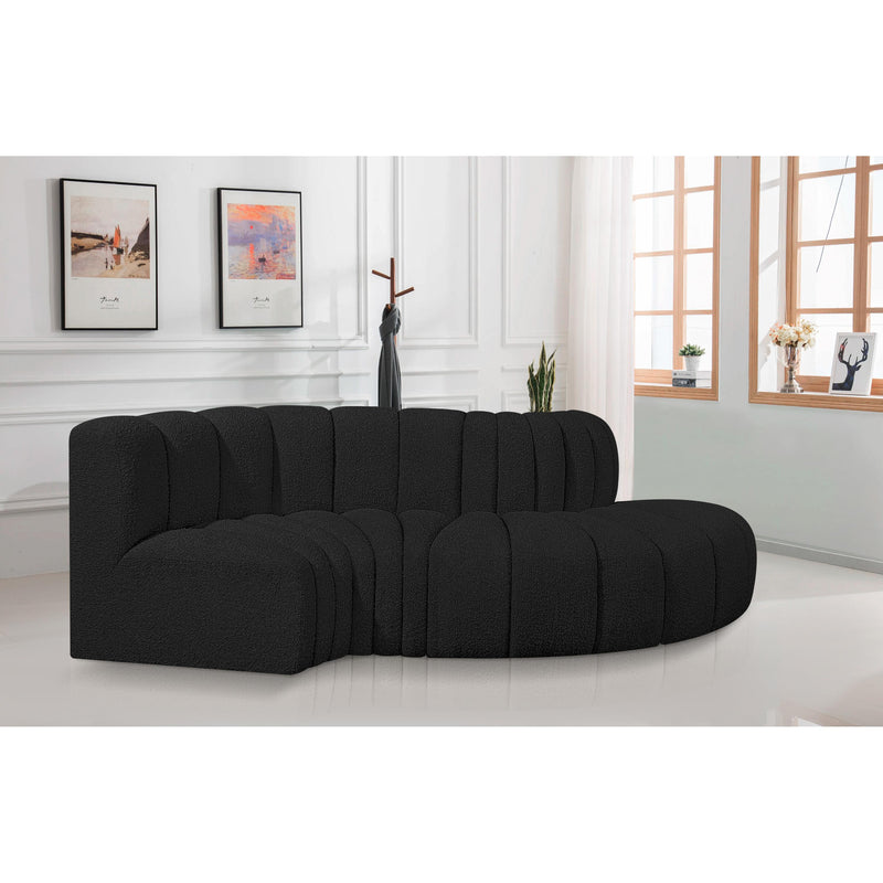 Meridian Arc Black Boucle Fabric 4 pc Modular Sectional IMAGE 2