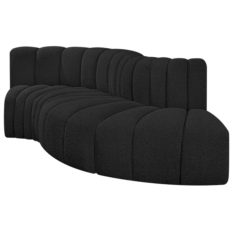 Meridian Arc Black Boucle Fabric 4 pc Modular Sectional IMAGE 4