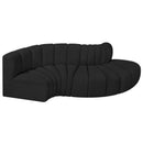 Meridian Arc Black Boucle Fabric 4 pc Modular Sectional IMAGE 5