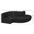 Meridian Arc Black Boucle Fabric 4 pc Modular Sectional IMAGE 6