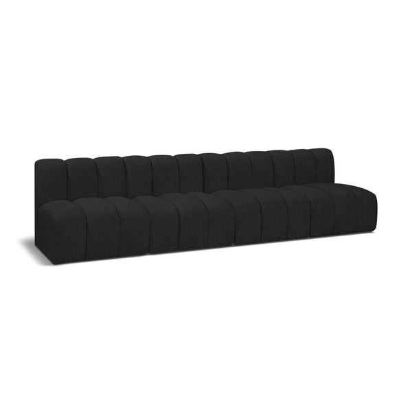 Meridian Arc Black Boucle Fabric 4 pc Modular Sectional IMAGE 1