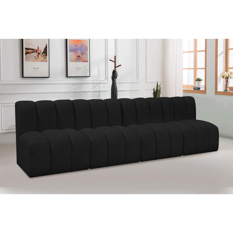 Meridian Arc Black Boucle Fabric 4 pc Modular Sectional IMAGE 2