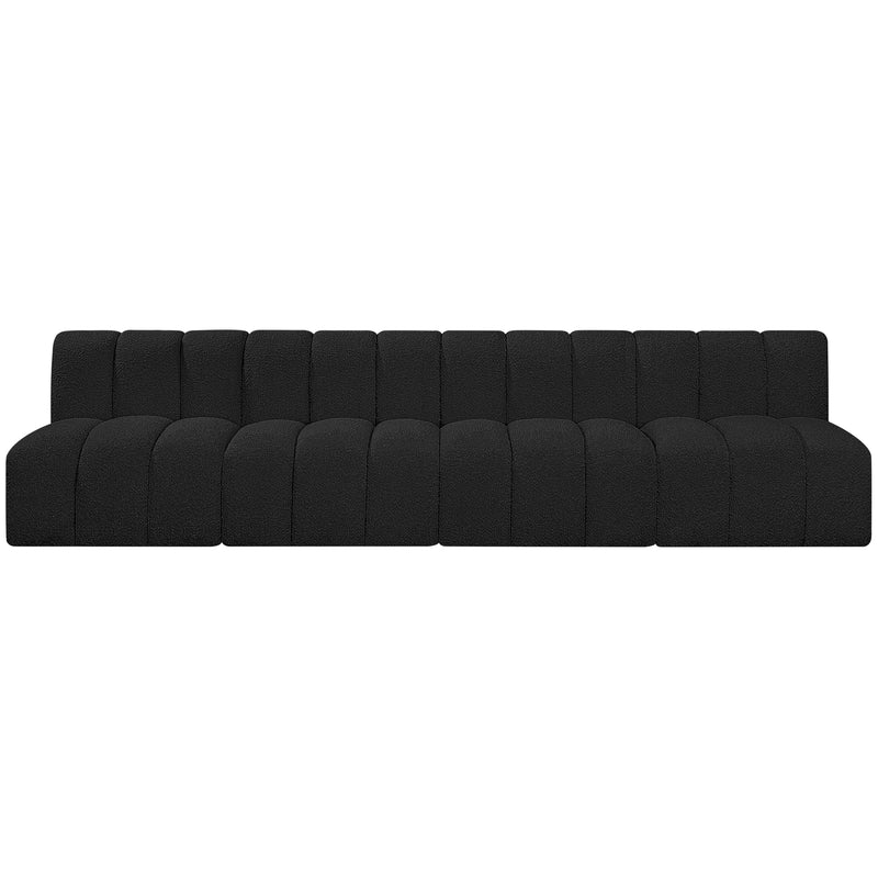 Meridian Arc Black Boucle Fabric 4 pc Modular Sectional IMAGE 4