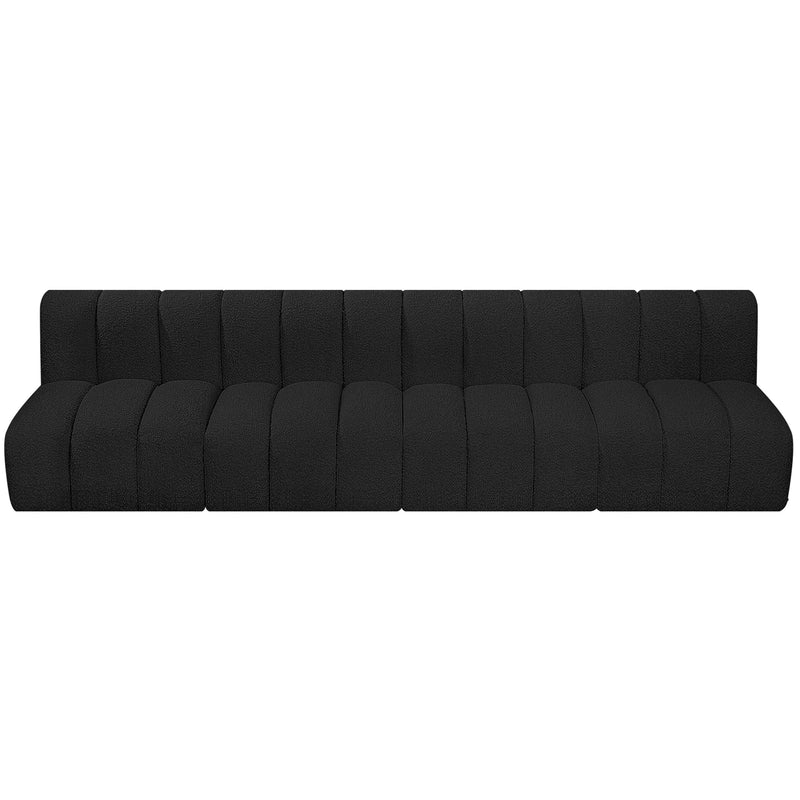 Meridian Arc Black Boucle Fabric 4 pc Modular Sectional IMAGE 5