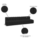 Meridian Arc Black Boucle Fabric 4 pc Modular Sectional IMAGE 9