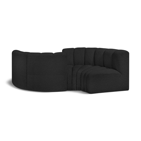 Meridian Arc Black Boucle Fabric 4 pc Modular Sectional IMAGE 1