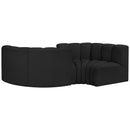 Meridian Arc Black Boucle Fabric 4 pc Modular Sectional IMAGE 3