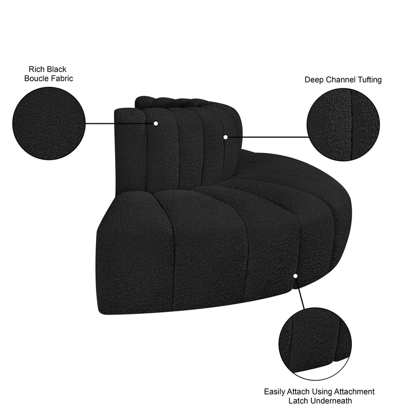 Meridian Arc Black Boucle Fabric 4 pc Modular Sectional IMAGE 8