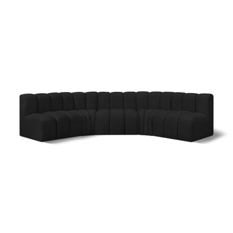 Meridian Arc Black Boucle Fabric 5 pc Modular Sectional IMAGE 1