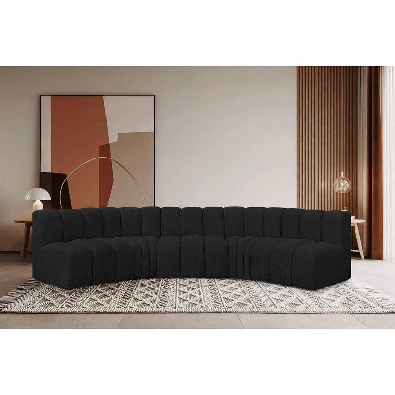 Meridian Arc Black Boucle Fabric 5 pc Modular Sectional IMAGE 2