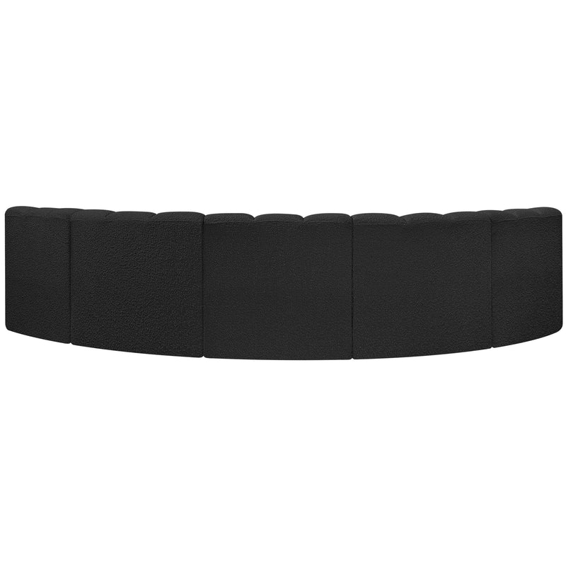 Meridian Arc Black Boucle Fabric 5 pc Modular Sectional IMAGE 3