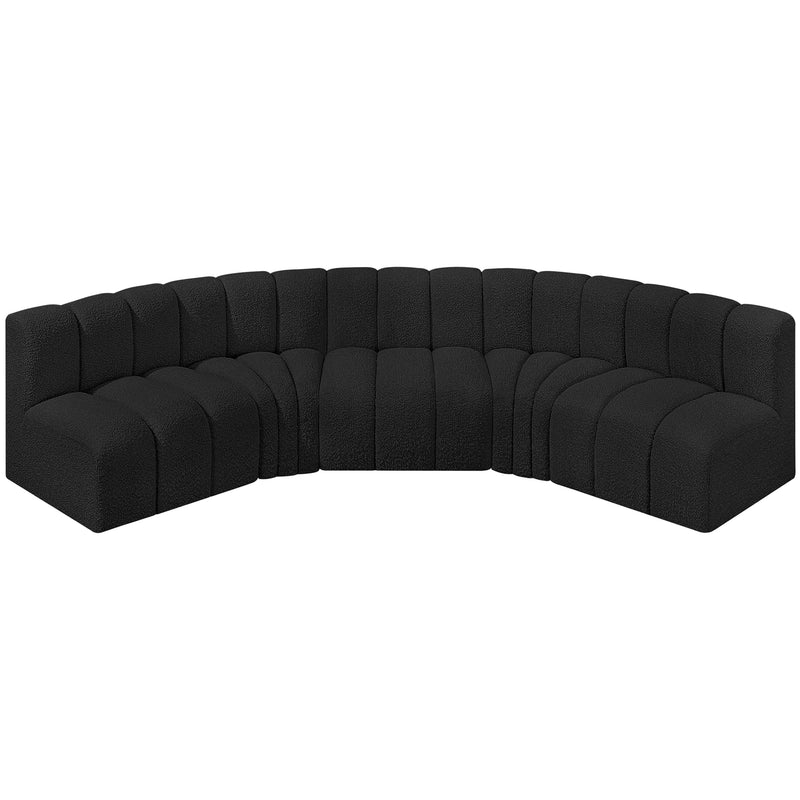 Meridian Arc Black Boucle Fabric 5 pc Modular Sectional IMAGE 4