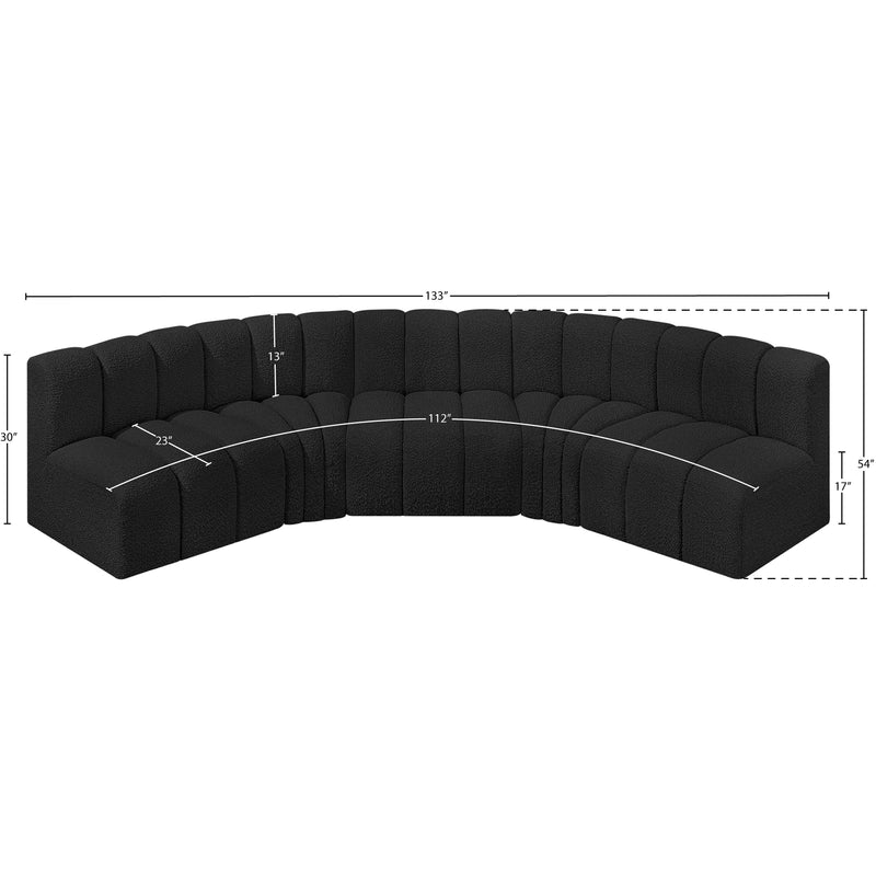 Meridian Arc Black Boucle Fabric 5 pc Modular Sectional IMAGE 8