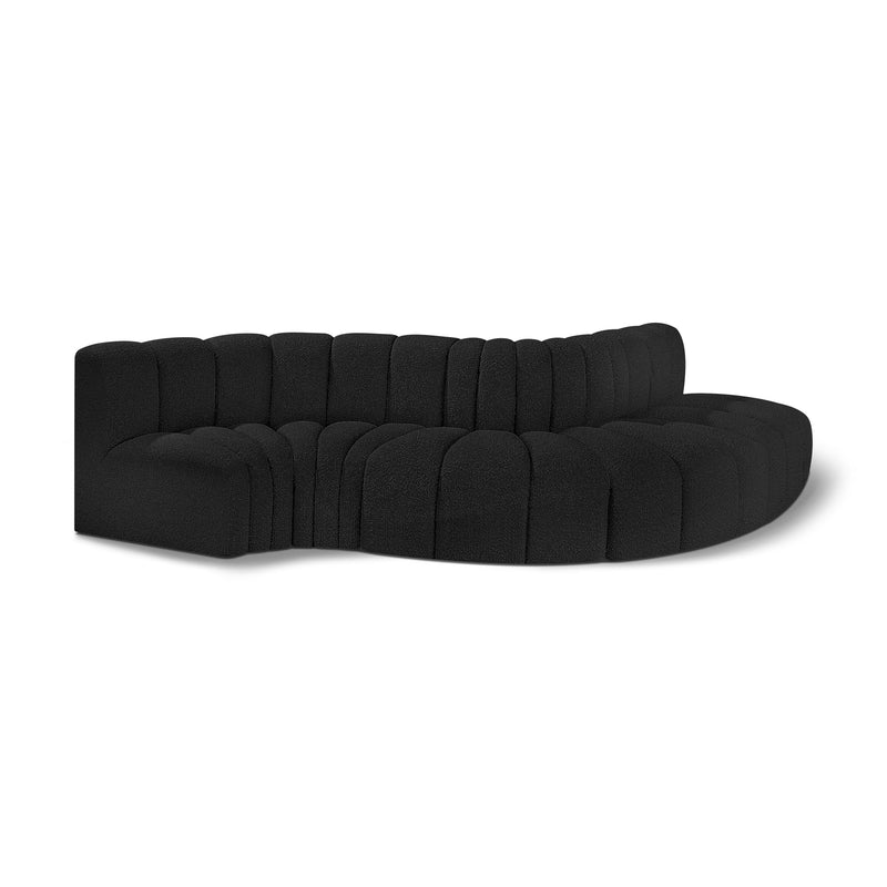 Meridian Arc Black Boucle Fabric 5 pc Modular Sectional IMAGE 1