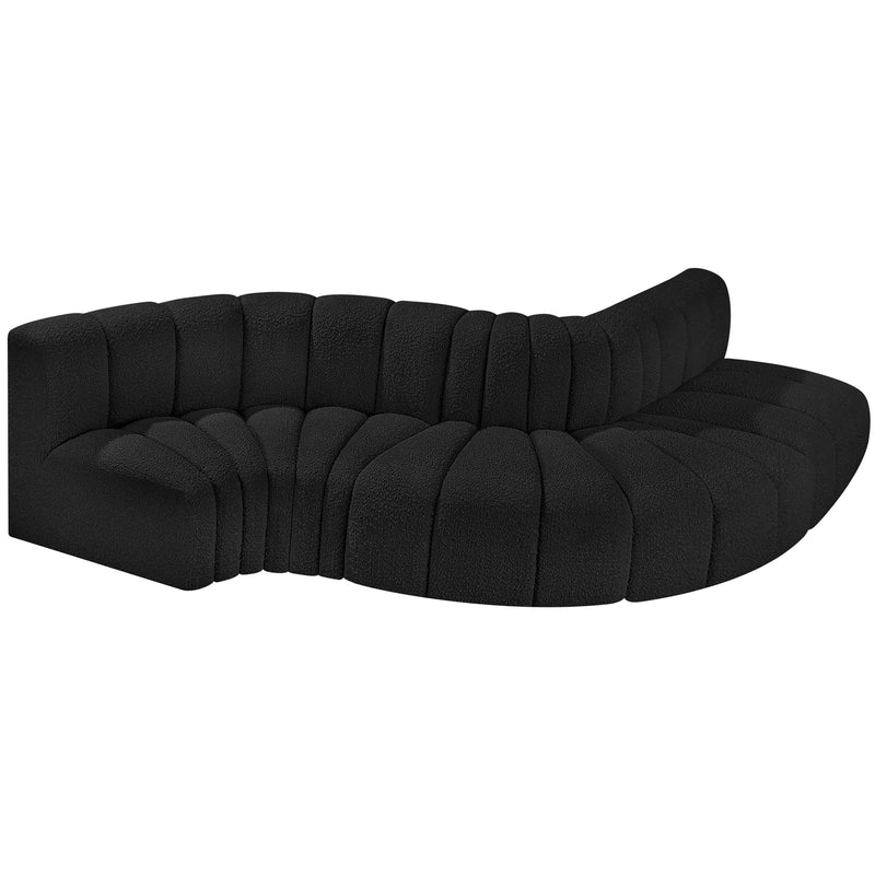 Meridian Arc Black Boucle Fabric 5 pc Modular Sectional IMAGE 4