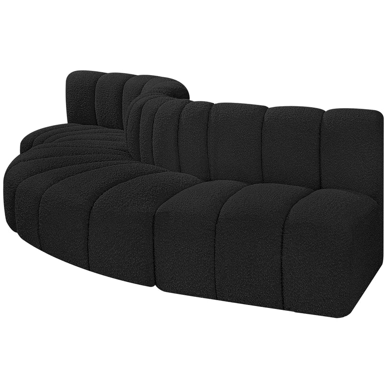 Meridian Arc Black Boucle Fabric 5 pc Modular Sectional IMAGE 5