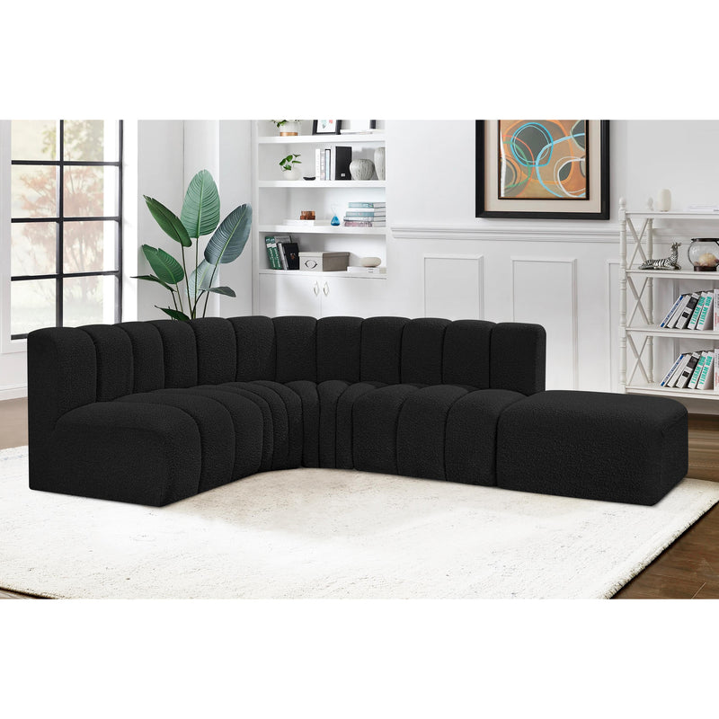 Meridian Arc Black Boucle Fabric 5 pc Modular Sectional IMAGE 2