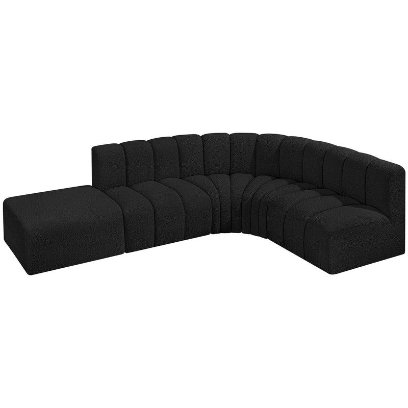 Meridian Arc Black Boucle Fabric 5 pc Modular Sectional IMAGE 4