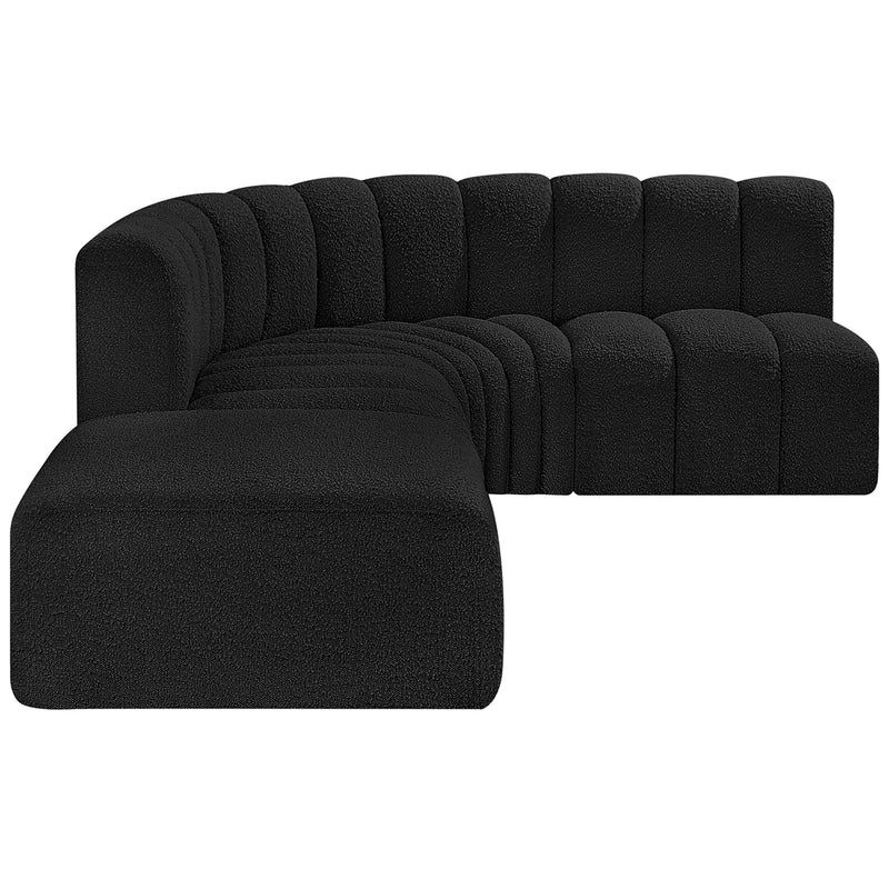 Meridian Arc Black Boucle Fabric 5 pc Modular Sectional IMAGE 5