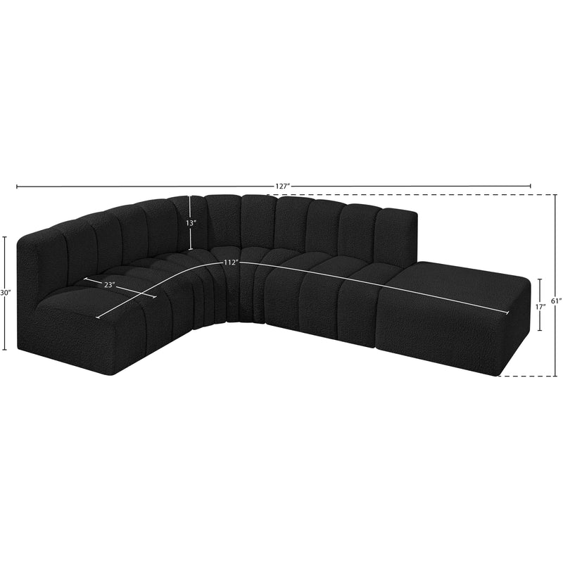 Meridian Arc Black Boucle Fabric 5 pc Modular Sectional IMAGE 7