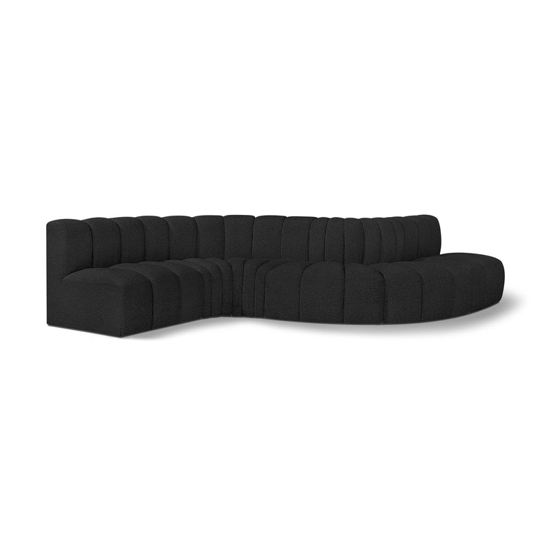 Meridian Arc Black Boucle Fabric 6 pc Modular Sectional IMAGE 1