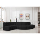 Meridian Arc Black Boucle Fabric 6 pc Modular Sectional IMAGE 2