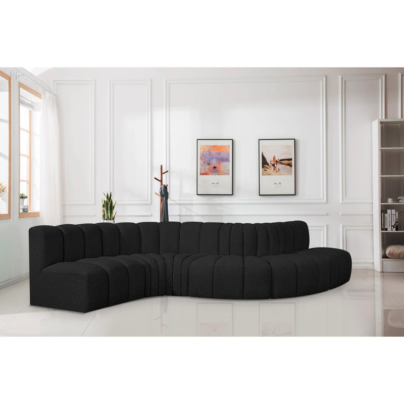 Meridian Arc Black Boucle Fabric 6 pc Modular Sectional IMAGE 2
