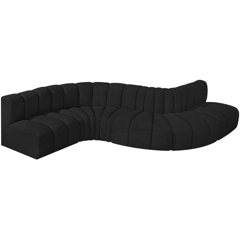 Meridian Arc Black Boucle Fabric 6 pc Modular Sectional IMAGE 4