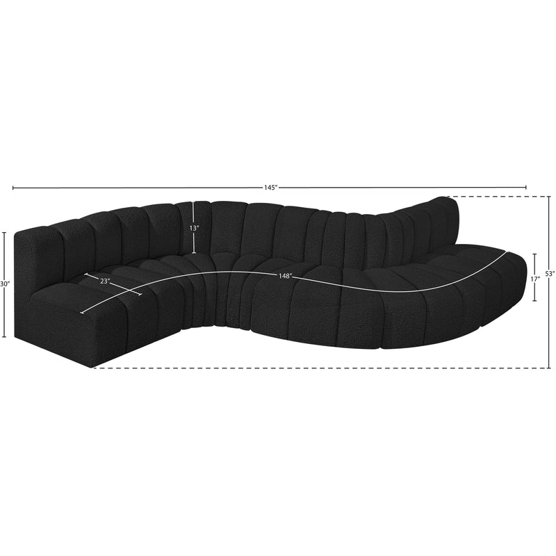 Meridian Arc Black Boucle Fabric 6 pc Modular Sectional IMAGE 7