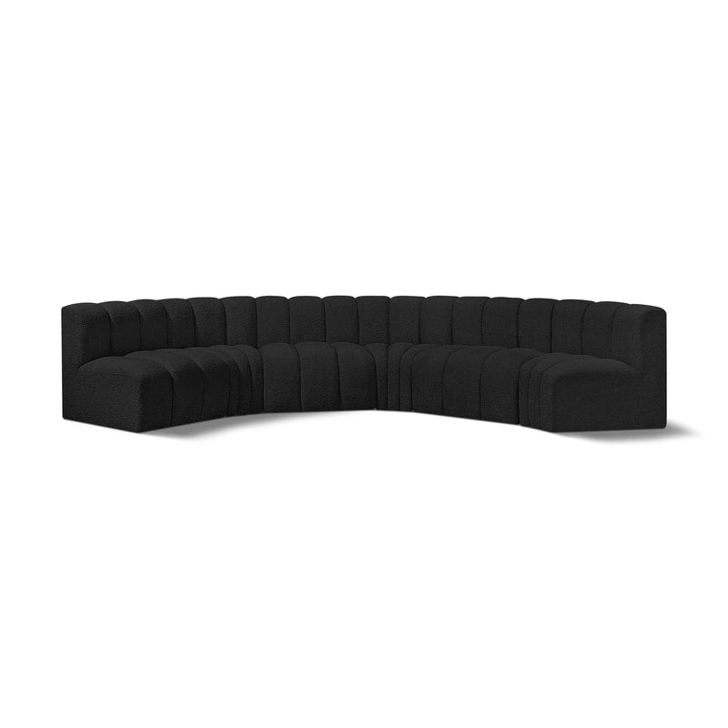 Meridian Arc Black Boucle Fabric 6 pc Modular Sectional IMAGE 1