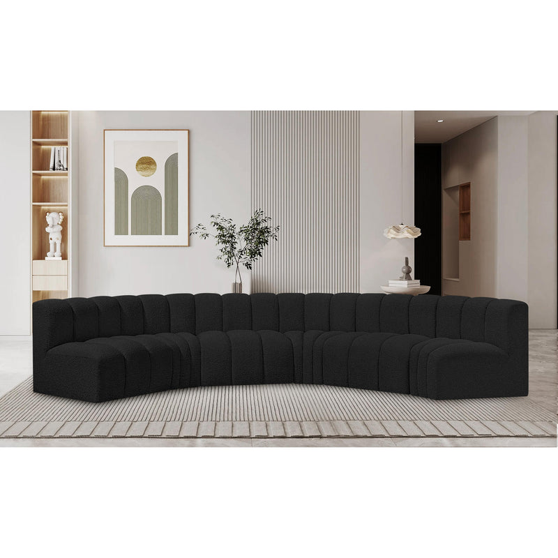 Meridian Arc Black Boucle Fabric 6 pc Modular Sectional IMAGE 2