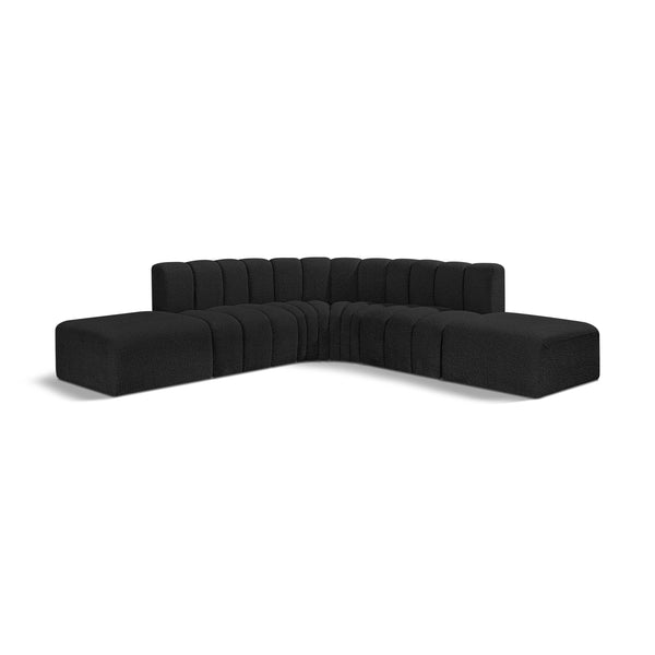 Meridian Arc Black Boucle Fabric 6 pc Modular Sectional IMAGE 1