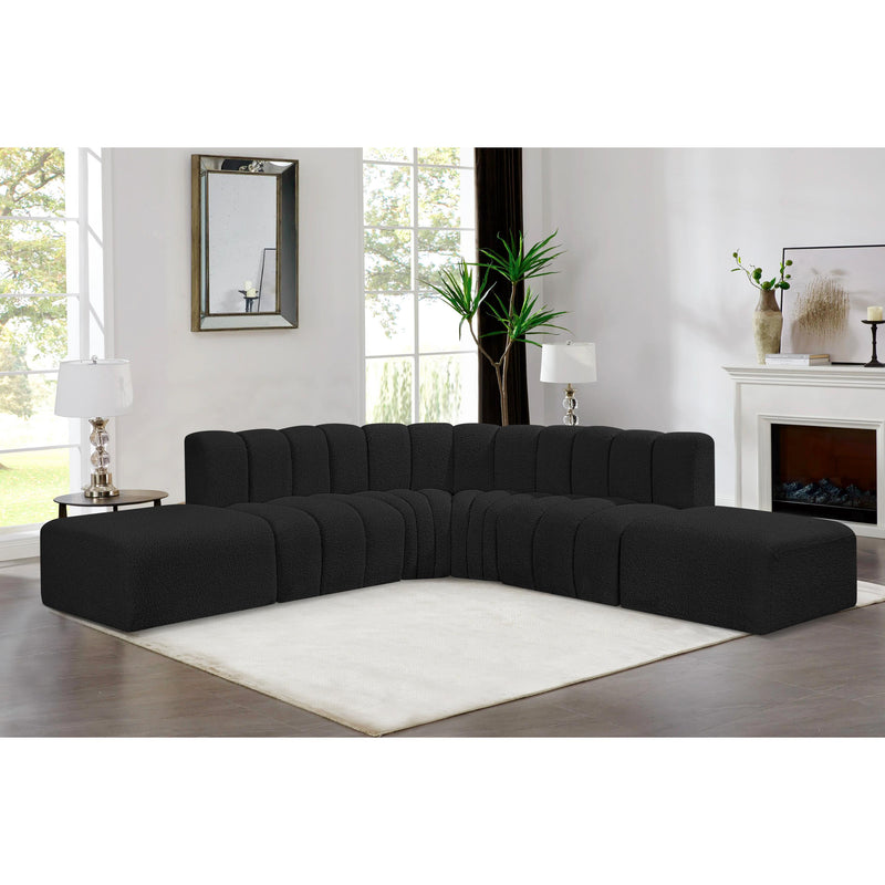 Meridian Arc Black Boucle Fabric 6 pc Modular Sectional IMAGE 2