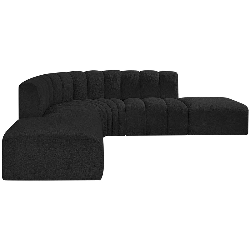 Meridian Arc Black Boucle Fabric 6 pc Modular Sectional IMAGE 6