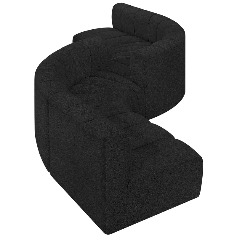 Meridian Arc Black Boucle Fabric 6 pc Modular Sectional IMAGE 3