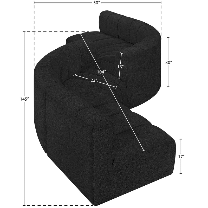 Meridian Arc Black Boucle Fabric 6 pc Modular Sectional IMAGE 5