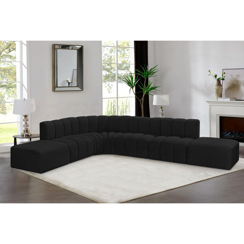 Meridian Arc Black Boucle Fabric 7 pc Modular Sectional IMAGE 2
