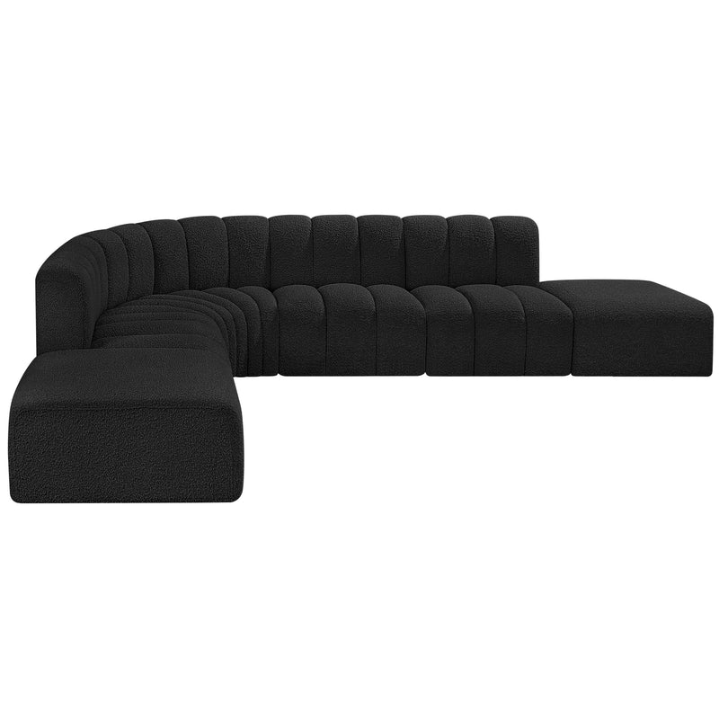 Meridian Arc Black Boucle Fabric 7 pc Modular Sectional IMAGE 5