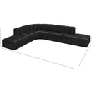Meridian Arc Black Boucle Fabric 7 pc Modular Sectional IMAGE 6