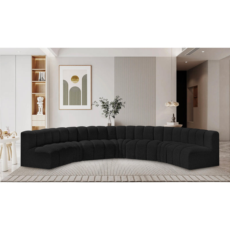 Meridian Arc Black Boucle Fabric 7 pc Modular Sectional IMAGE 2
