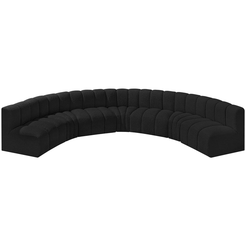 Meridian Arc Black Boucle Fabric 7 pc Modular Sectional IMAGE 5