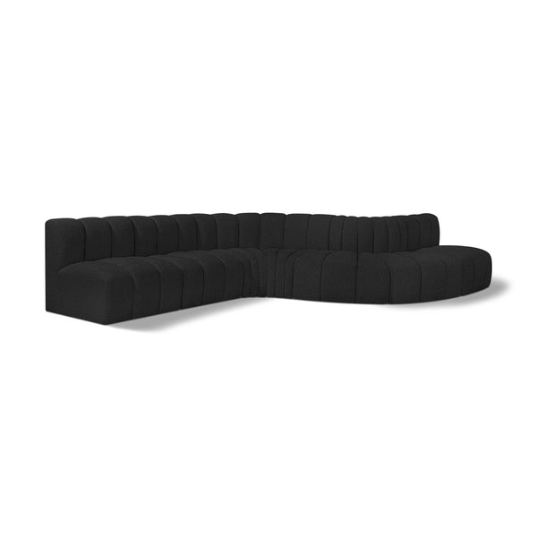 Meridian Arc Black Boucle Fabric 7 pc Modular Sectional IMAGE 1
