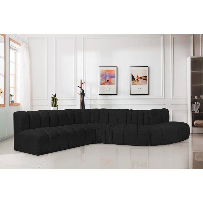 Meridian Arc Black Boucle Fabric 7 pc Modular Sectional IMAGE 2