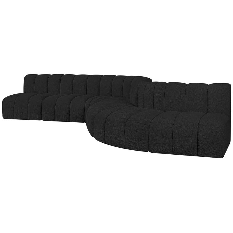 Meridian Arc Black Boucle Fabric 7 pc Modular Sectional IMAGE 5
