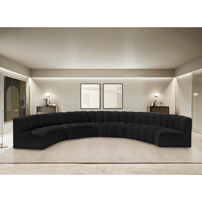Meridian Arc Black Boucle Fabric 8 pc Modular Sectional IMAGE 2