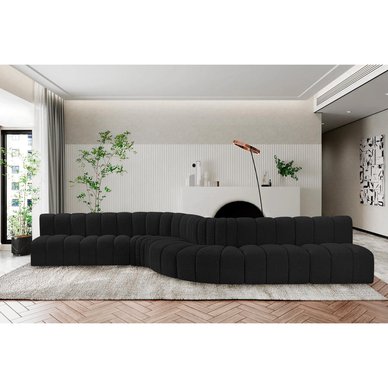 Meridian Arc Black Boucle Fabric 8 pc Modular Sectional IMAGE 2