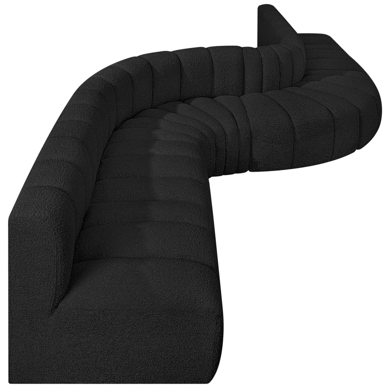 Meridian Arc Black Boucle Fabric 8 pc Modular Sectional IMAGE 6