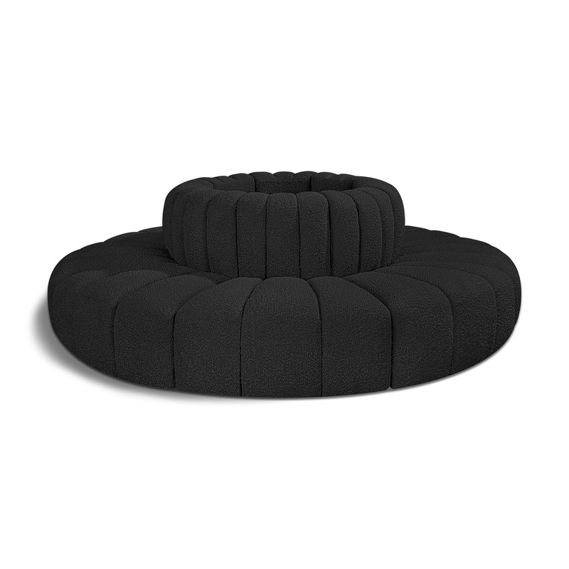 Meridian Arc Black Boucle Fabric 8 pc Modular Sectional IMAGE 1