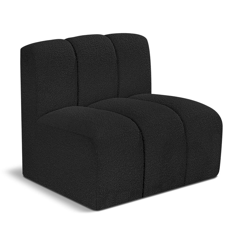 Meridian Arc Black Boucle Fabric Straight Chair IMAGE 1